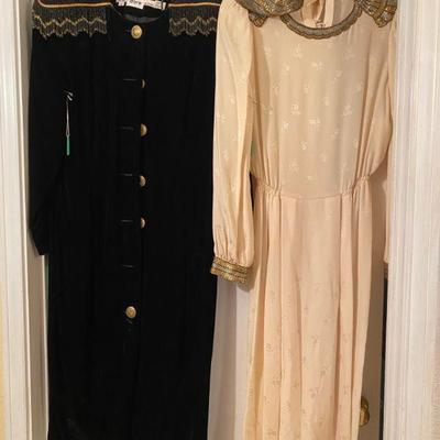 Vintage Evening Gowns by D'ore size Med Hong Kong and Francesca Damon Silk gown, size 8