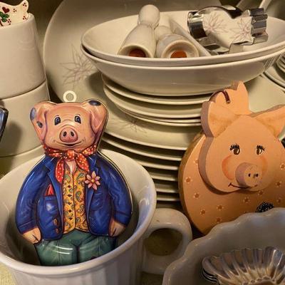 Adorable Pig collection in the kitchen