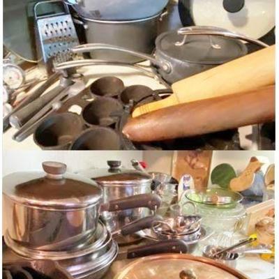 Pots Pans by Farberware, Calphalon, Cast iron, Reverware, Copper