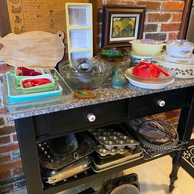 Kitchen Server with granite top with 2 drawers