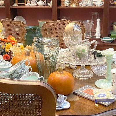 Iridescent Candle Stick Holders, CocaCola Pitcher with logo