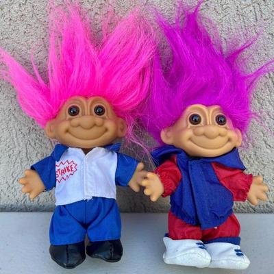 Pair Of Retired Good Luck Russ Trolls - Bowling And Breakdancing