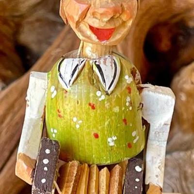 Anri Italy Rare Accordion Man Hand Carved Wood Bottle Stopper