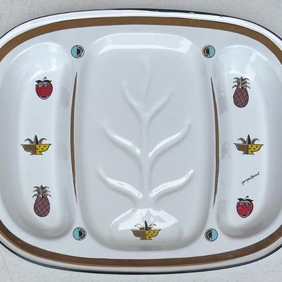MCM 18" Georges Briard Enamel Divided Platter Signed