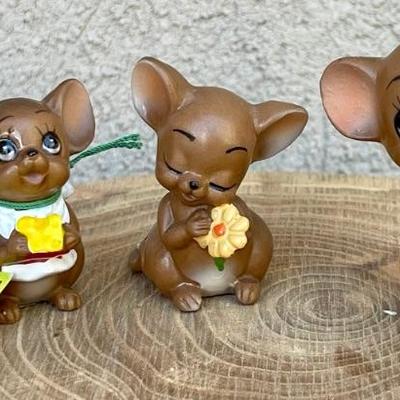 (3) Vintage Josef Originals Mouse Village Figurines - Cheesy, And More
