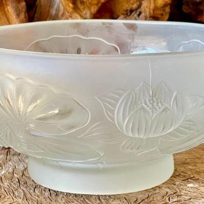 1930's Josef Inwald Czech Large Frosted Art Glass Lily Bowl  