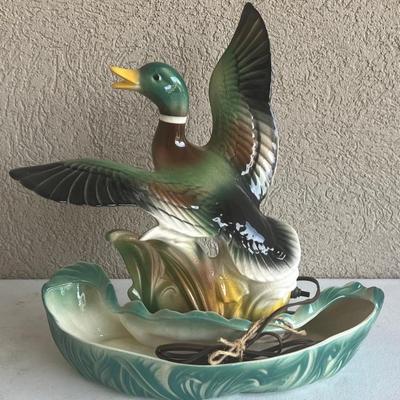 1958 Lane & Co. Mallard In Flight Ceramic Lamp And Planter 