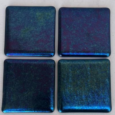 (4) Hand Made Glass Coasters- Newport Oregon