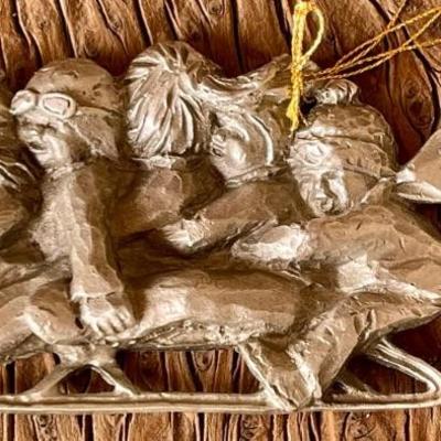 Blair Muhlestein Flyin 1992 Christmas Bronze Artist Pewter Ornament Loveland Co.