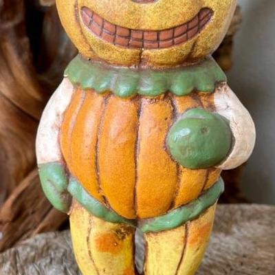 Vintage Pumpkin Man Figurine By Ken Althoff Reproduction Mid West Of Cannon Falls 