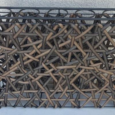 17.5" Metal And Faux Rattan Votive Candle Holder/ Organizer 