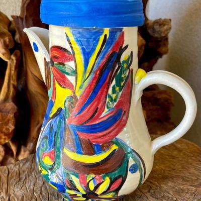 Mann Hand Made Pottery Pitcher With Lid
