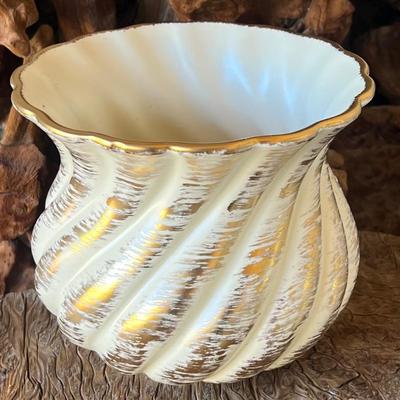 Vintage Haeger 22k Gold Painted Pottery Vase