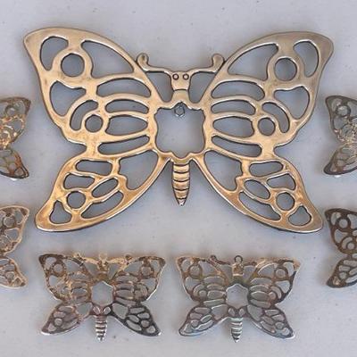 7 Piece Leonard Silverplate Butterfly Trivet Set