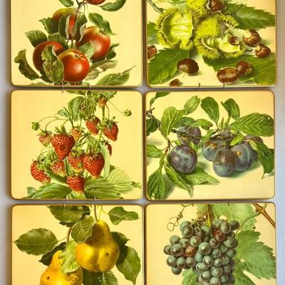 Set Of Six Lady Clare 9.5" X 8" Fruit Place Mats With 5 Hangers