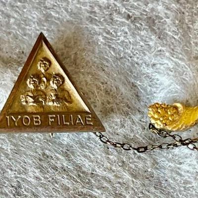 Vintage 10k Yellow Gold Masonic Pin With Cornucopia Iyob Filiae