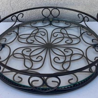Southern Living Home Jamestown 14" Footed Tray With Glass Bottom