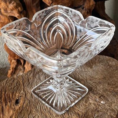 Crystal Hand Cut Windsor Compote Pedestal Bowl Crystal Clear Industries