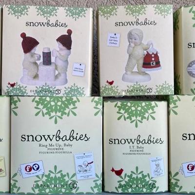 (8) Retired Department 56 Snowbabies - Santa's Shopper, Ring Me Up Baby, I. T. Baby, And More