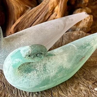 Vintage Pair Of 1940's Gino Cenedesi & Co. Hand Blown Art Glass Birds