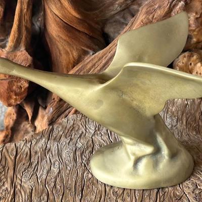 MCM Brass Goose In Flight Sculpture