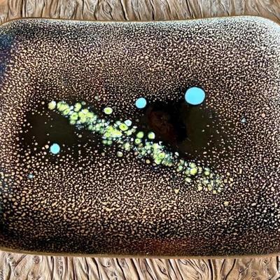 Mid Century Leon Statham Enamel On Copper Tray Dish Signed