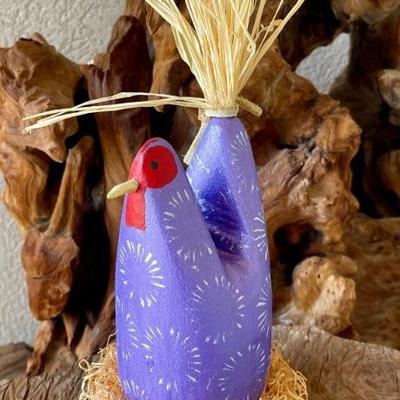 Edith John Navajo Folk Art Wood Chicken
