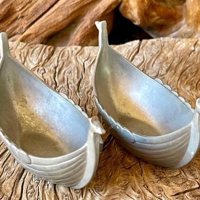 Pair Of Just Andersen Viking Salt Cellars Denmark For Jorge Jensen 