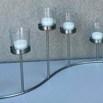Contemporary Brushed Silver Metal 9 Piece Votive Candle Holder 
