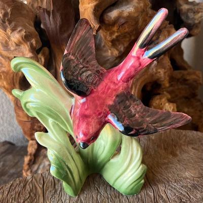 1950's LA Pottery California Red Swallow With Tall Grass