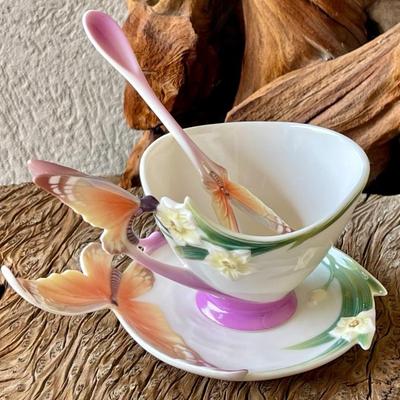 Franz Butterfly Cup Saucer And Spoon 