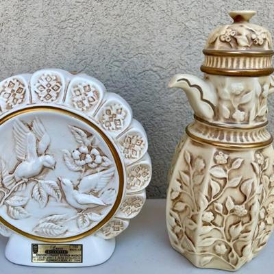 (2) Vintage Jim Beam Decanters - 1987 Doves And An Executive Pitcher