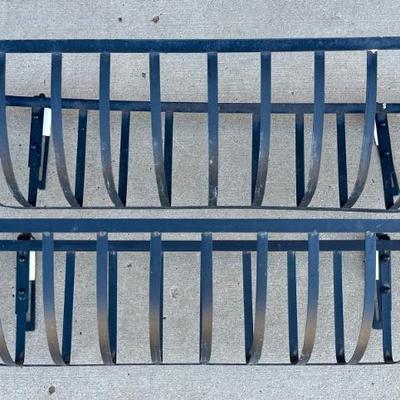 Pair Of Black Metal Deck Railing Planters