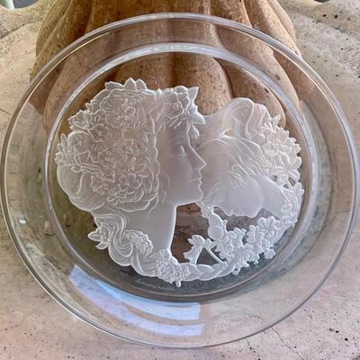 Luciana Roselli For Lalique 12.5" Signed Crystal Plate