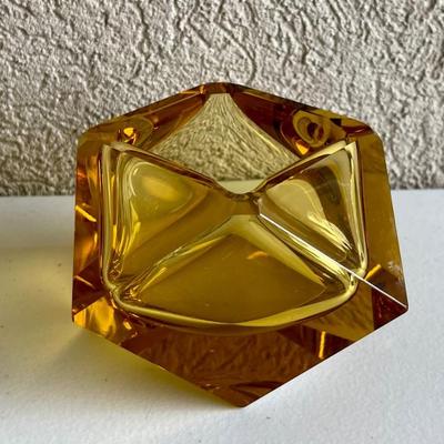 MCM Freeman And Mcfarlin Originals Imperlux Hand Cut Lead Amber Ash Tray