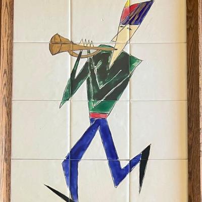 Hand Painted MCM 12 Tile Abstract Painting Signed D. Possin 