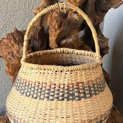 Vintage Hand Woven 11" X 7" Handled Basket (as Is)