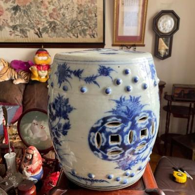 Blue and White Garden Stool