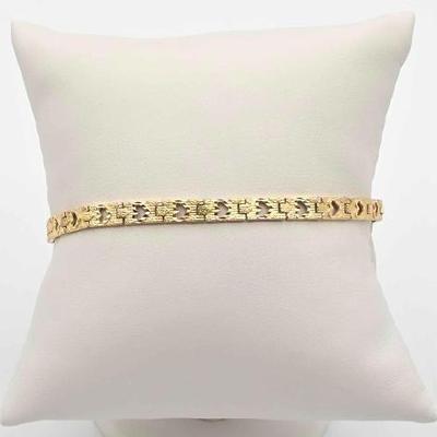 #802 • 10K Gold Bracelet with Hearts, 4.6g
