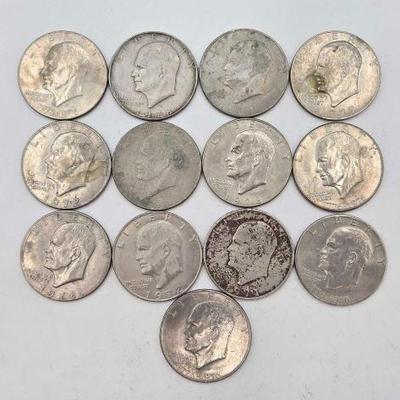 #1512 • (13) Eisenhower Half Dollar Coins