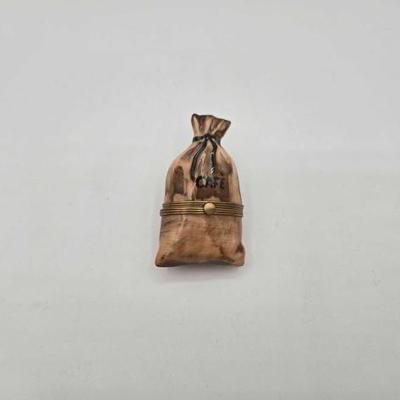 #1954 • Vintage Coffee Bean Sack Limoges Trinket Box