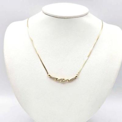 #710 • 14K Gold Necklace with Diamonds, 6.67g
