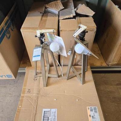 #3038 • NEW!!! (6) Threshold Pewter Finish Lamp Bases with Lightbulbs