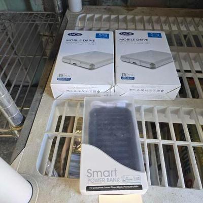 #3520 • (2) Lacie 5 TB Mobile Drives and (1) Smart Power Bank