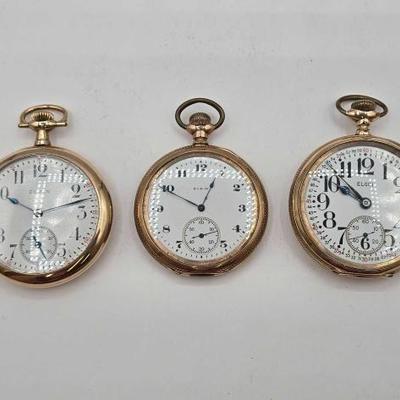 #1138 • (3) Elgin Pocket Watches