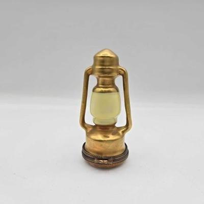#1952 • Miniature Brass Lantern Limoges Trinket Box