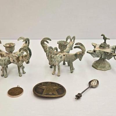 #1922 • Ram Candle Holders, Oil Lamp, Buckle, Pendant & Spoon