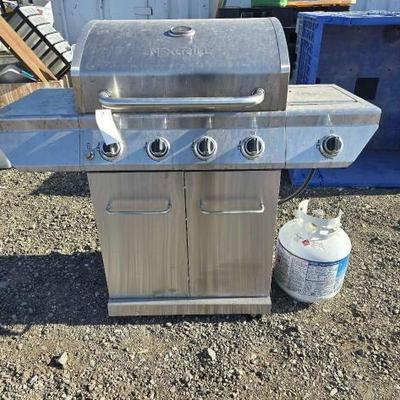 #80136 • Nexgrill Barbecue with (2) Propane Tanks and Cast Iron Egg Pan