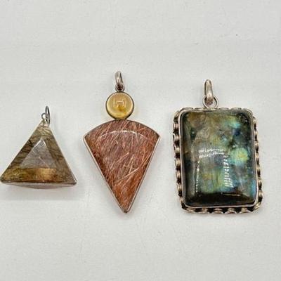 #902 • Sterling Silver Nephrite & Black Onyx Jewelry Sets, 33.93g
