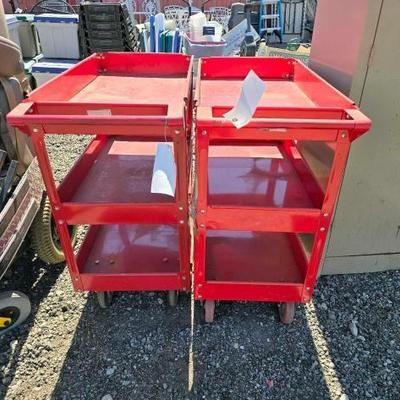 #80418 • (2) US General 16" × 30" Three Shelf Steel Service Carts